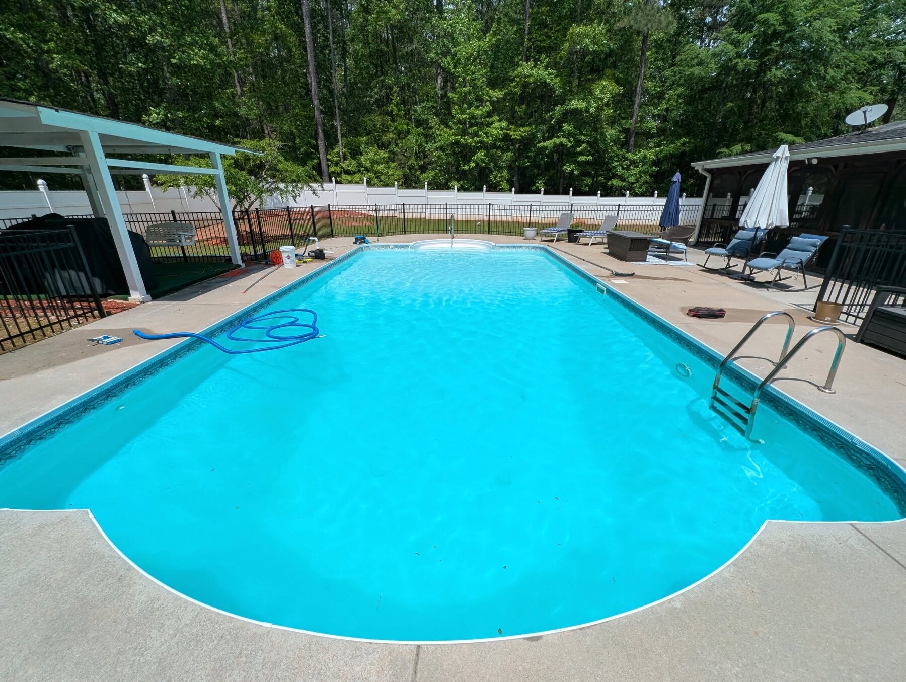 The same pool after cleaning with clear blue water
